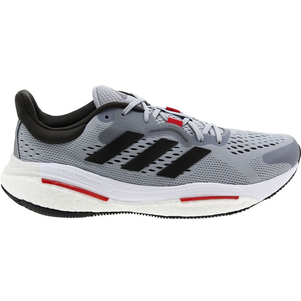 Adidas Solar Control M Running Shoes - Mens Silver Black Scarlet Side View