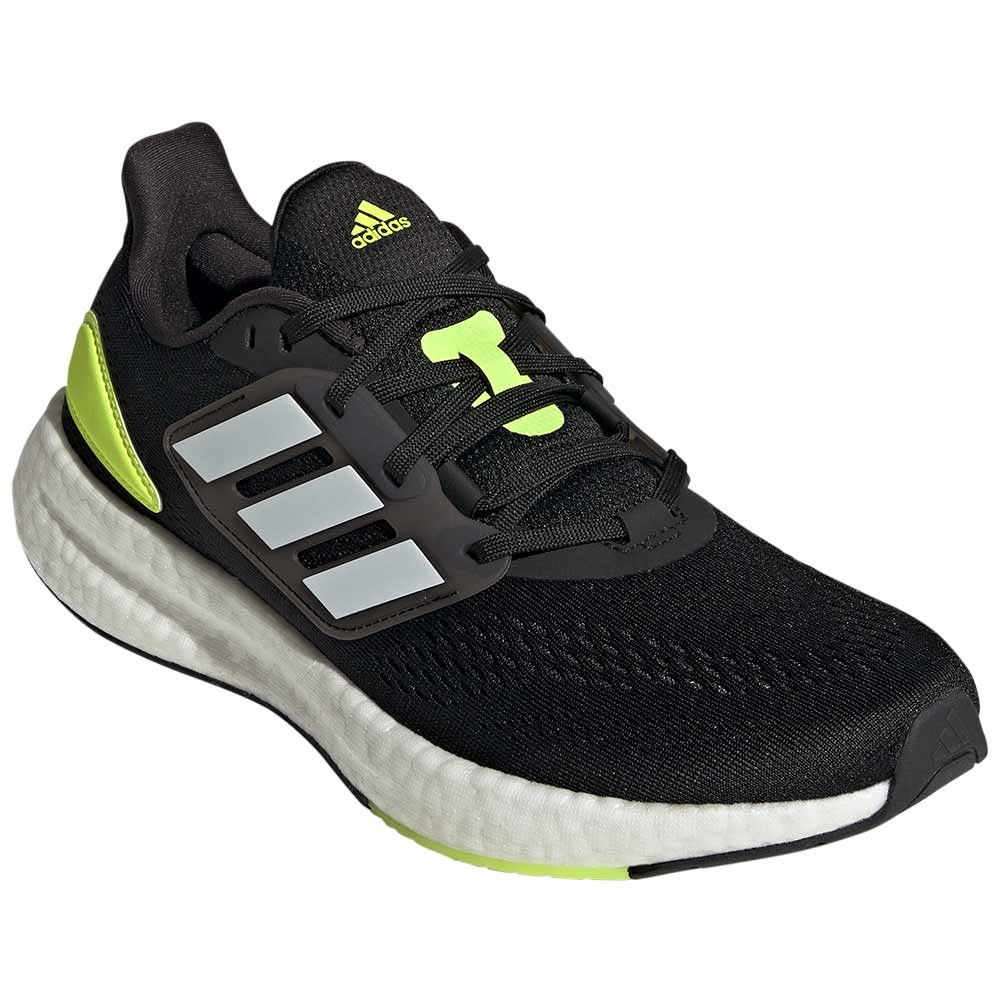 Adidas Pureboost 22 Running Shoes - Mens Black White Solar Yellow