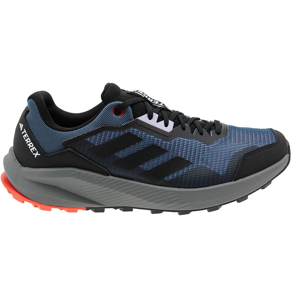 Adidas Terrex Trailrider Trail Running Shoes - Mens Grey Blue Orange Side View