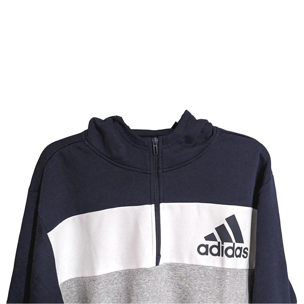 Adidas 1/4 Zip Hoody Sweatshirt - Mens Navy View 3
