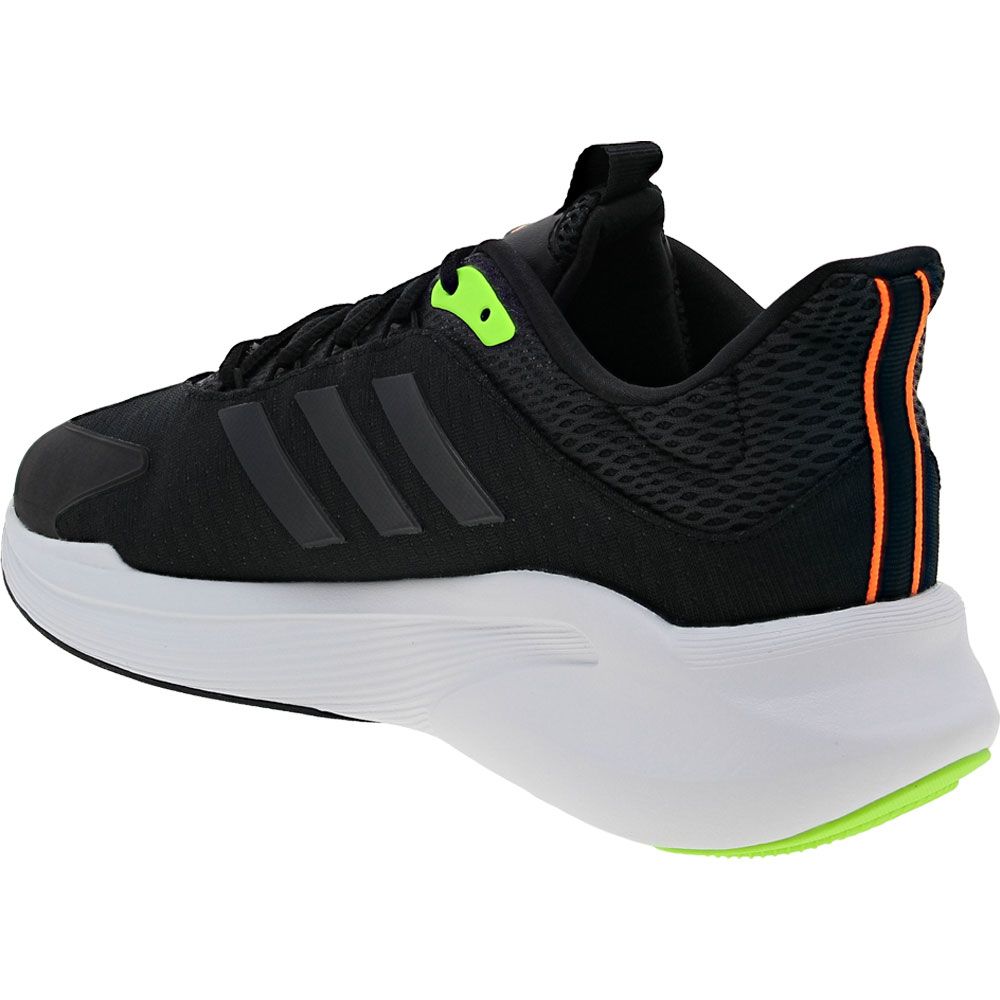 Adidas Alphaedge Plus Running Shoes - Mens Black White Green Back View