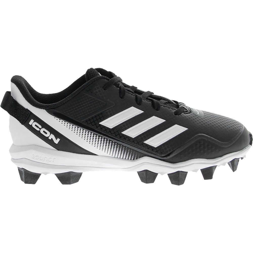 Adidas Icon 7 MD Kids Baseball Cleats Black White Side View