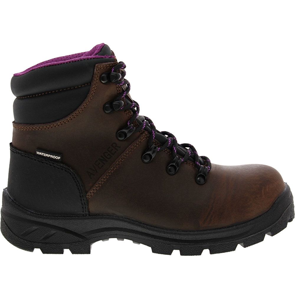 Avenger Work Boots Builder Safety Toe Work Boots - Womens Brown Side View