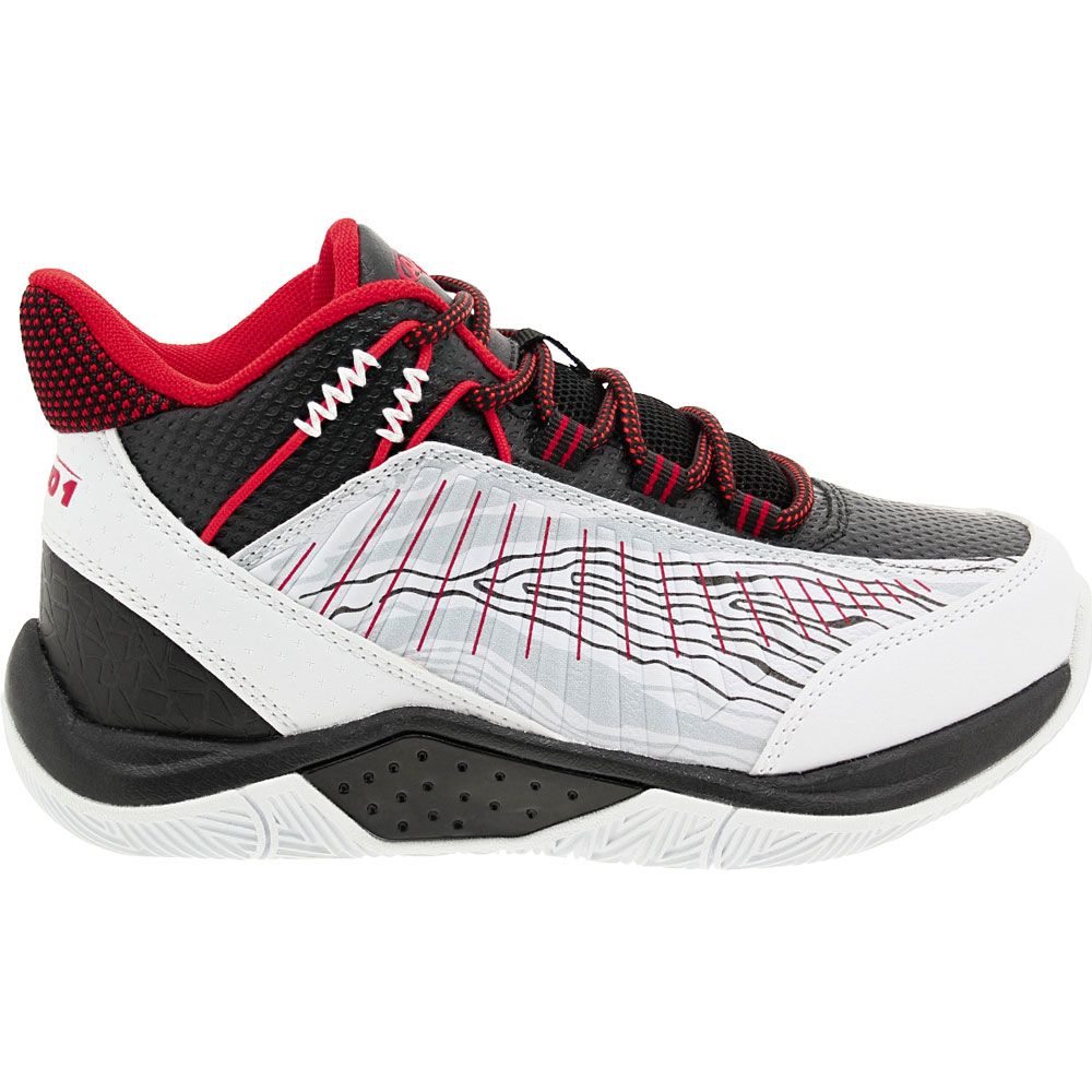 And 1 Explosive Youth Boys Basketball Shoes Black White Fiery Red Side View