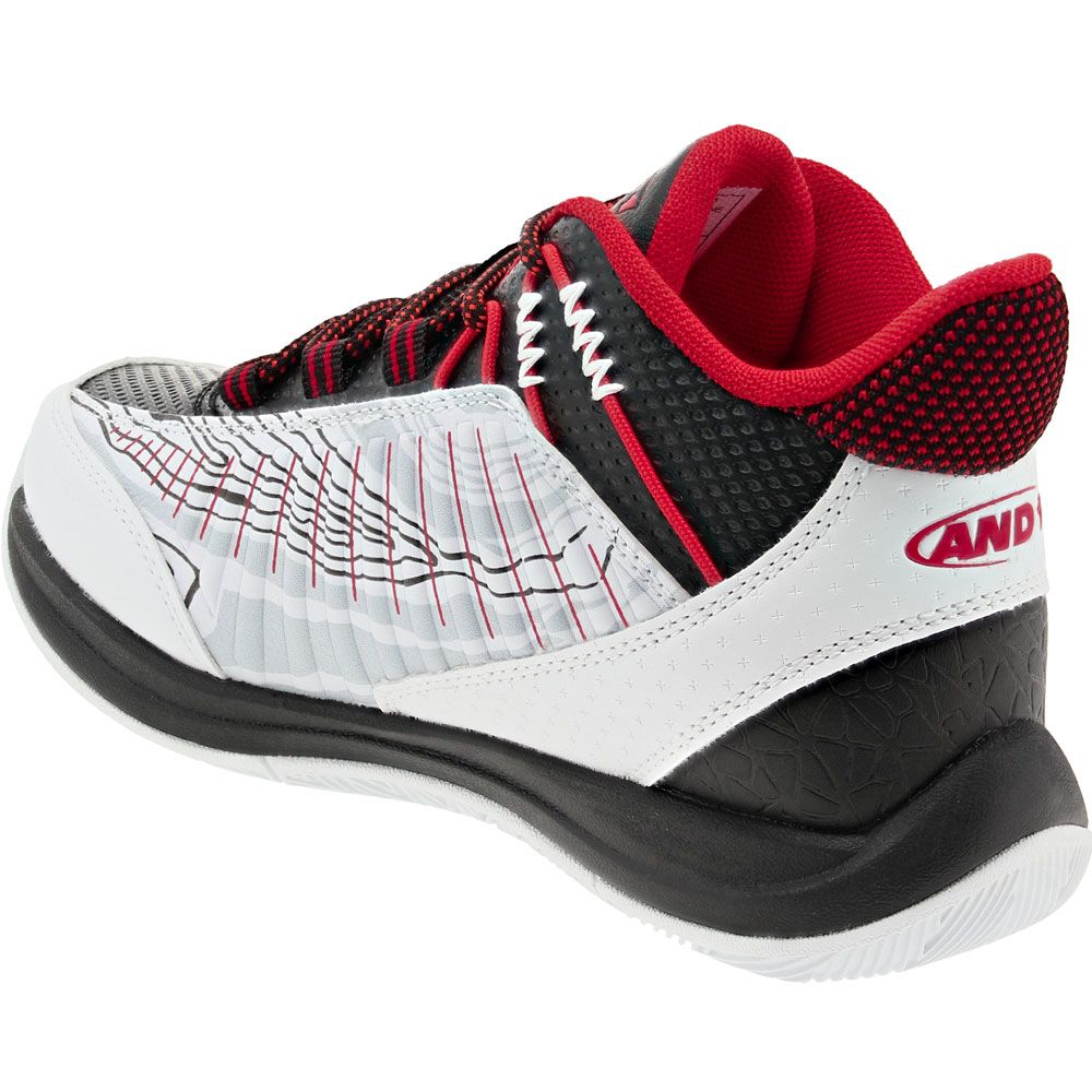 And 1 Explosive Youth Boys Basketball Shoes Black White Fiery Red Back View