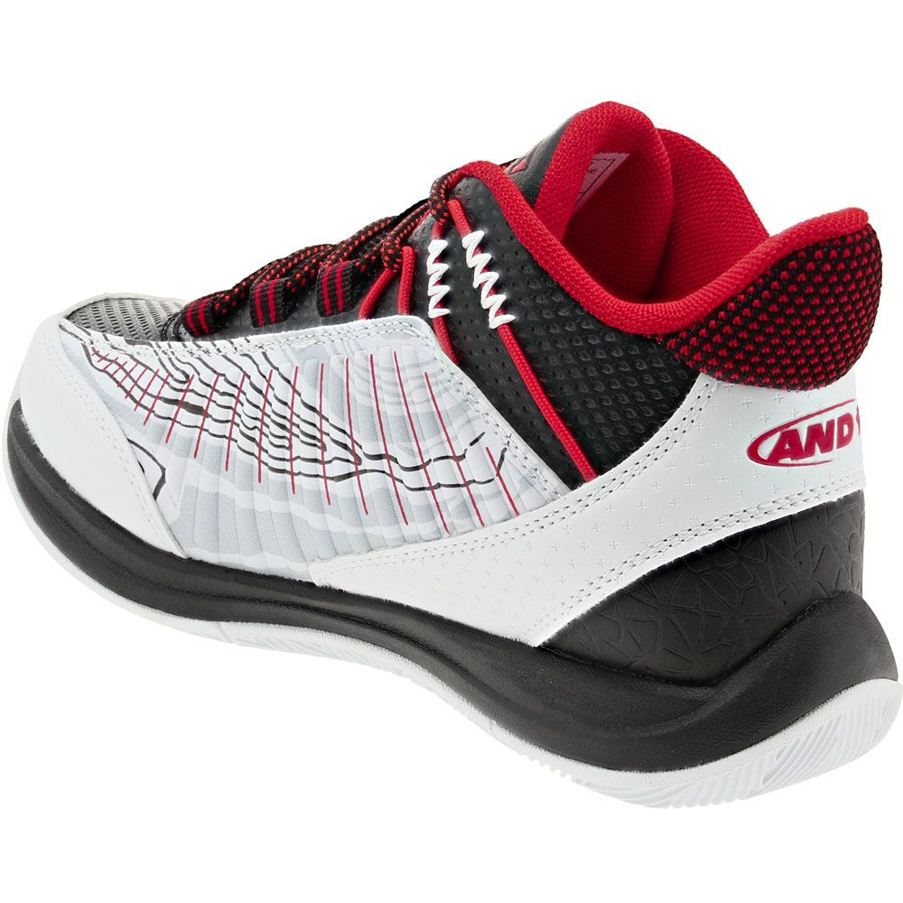 And 1 Explosive Jr Boys Basketball Shoes Black White Fiery Red Back View