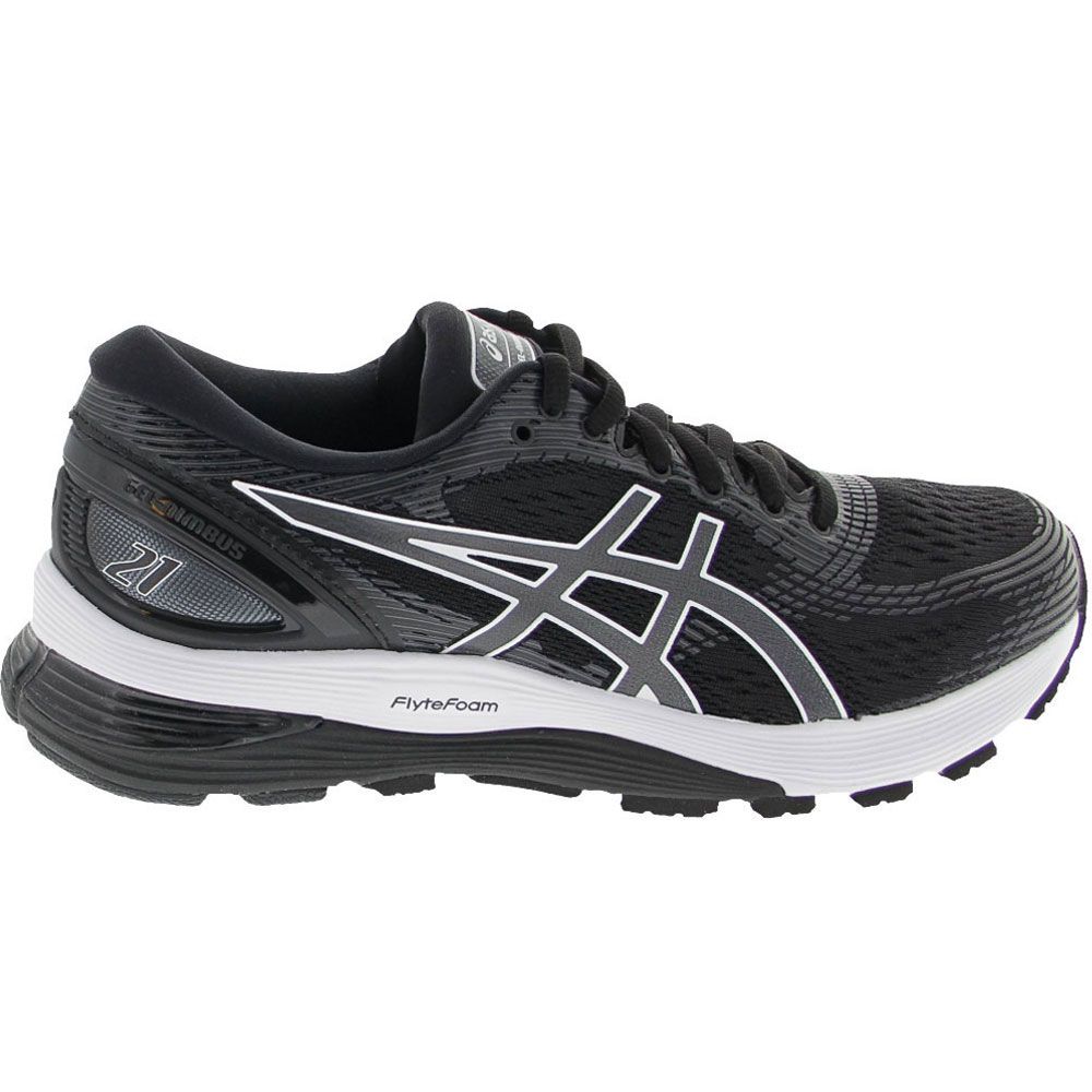 ASICS Gel Nimbus 21 Running Shoes - Mens Black Grey Side View