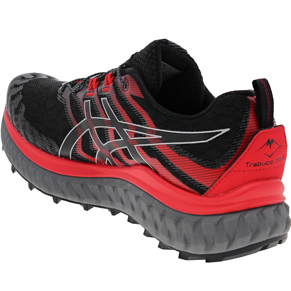ASICS Trabuco Max Trail Running Shoes - Mens Black Electric Red Back View