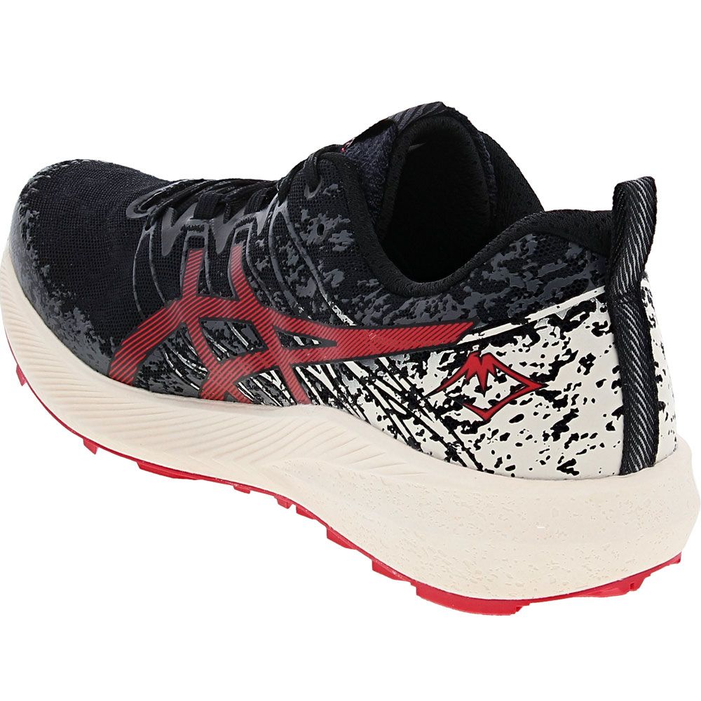 ASICS Fuji Lyte 2 Trail Running Shoes - Mens Black Electric Red Back View