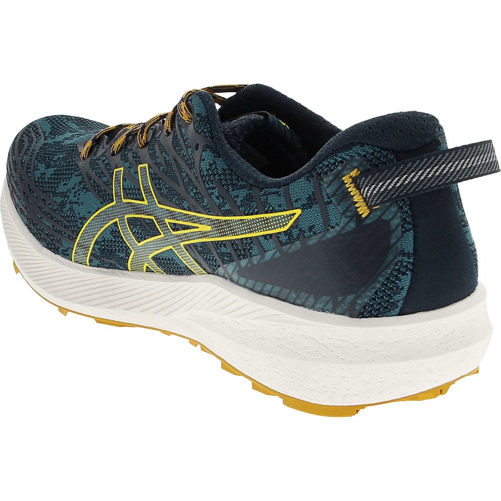 ASICS Fuji Lite 3 Running Shoes - Mens Ink Teal Golden Yellow Back View