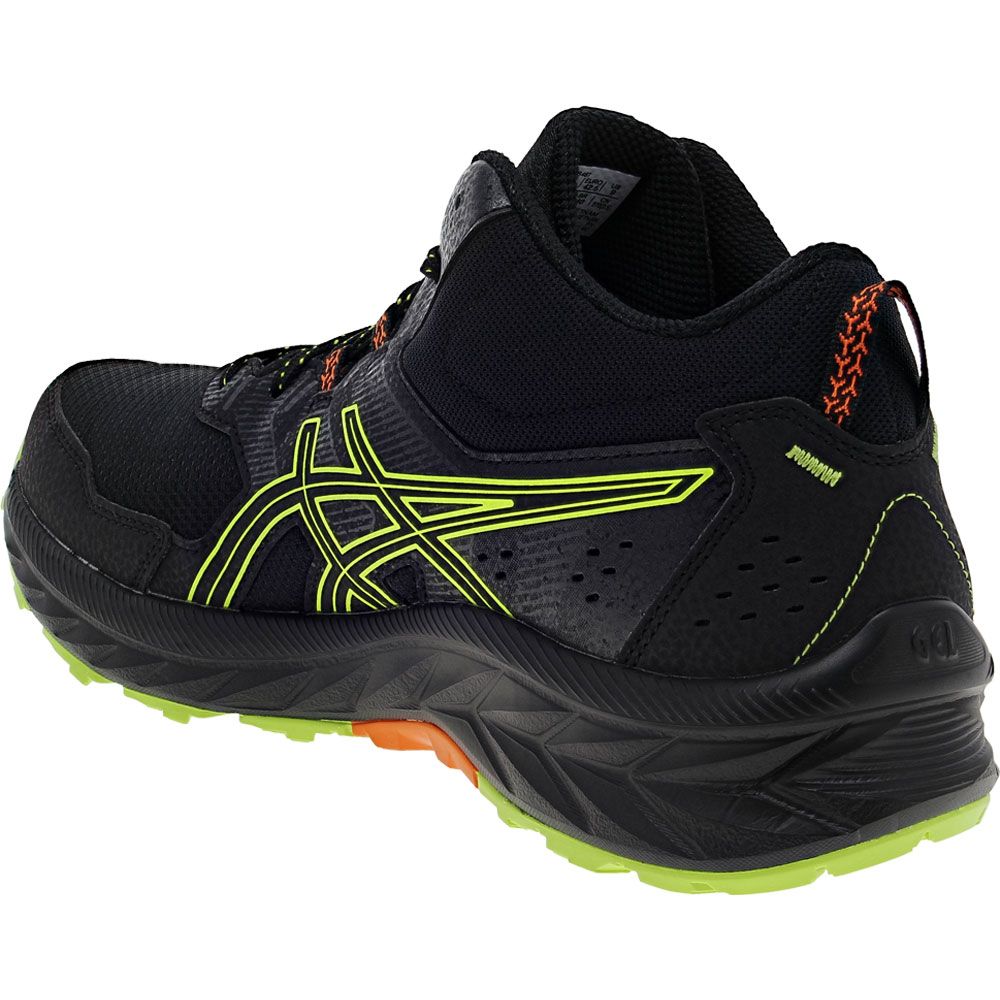 ASICS Gel Venture 9 MT Trail Running Shoes - Mens Black Neon Lime Back View