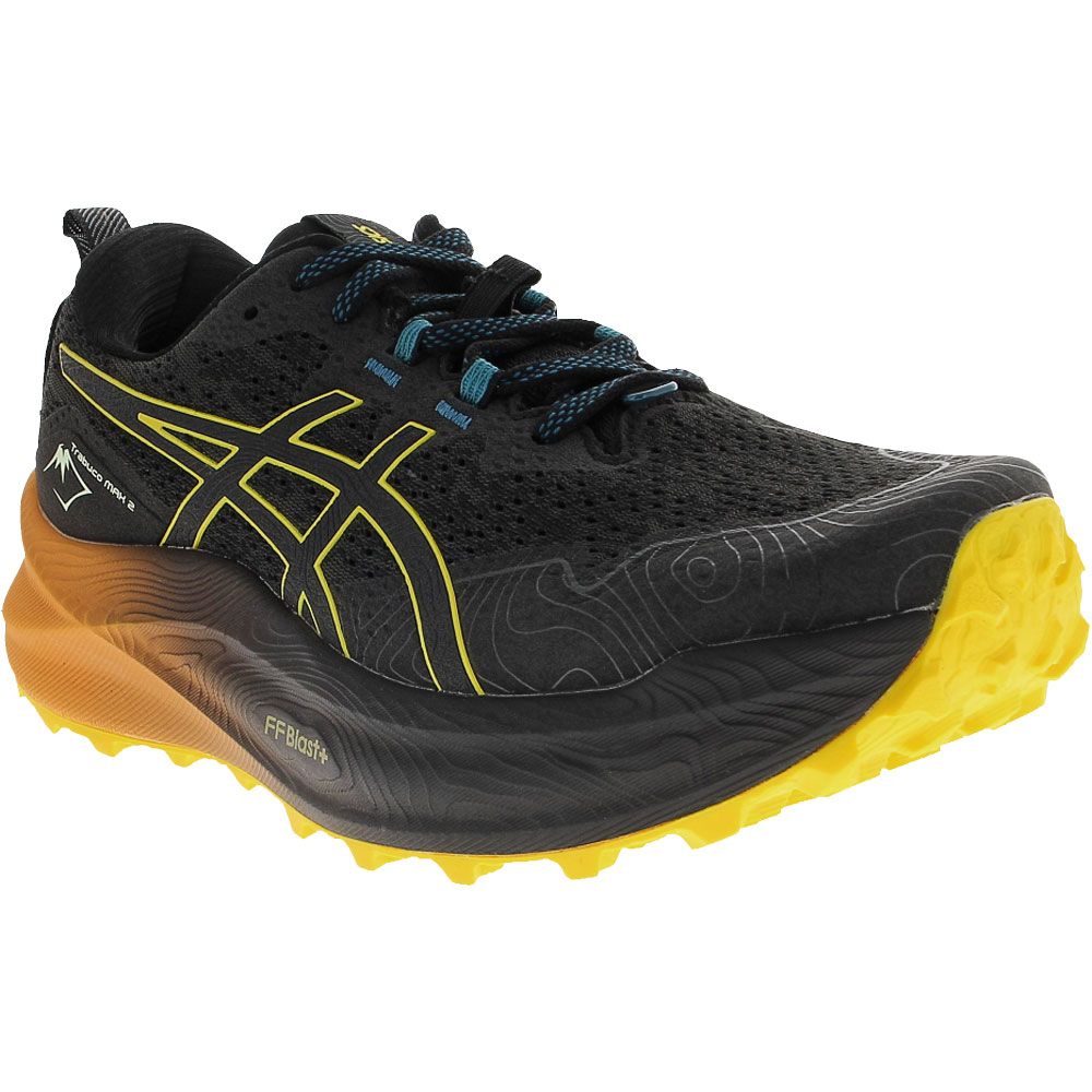 ASICS Trabuco Max 2 Trail Running Shoes - Mens Black Golden Yellow
