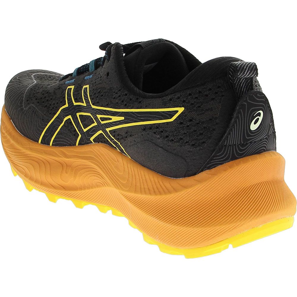ASICS Trabuco Max 2 Trail Running Shoes - Mens Black Golden Yellow Back View