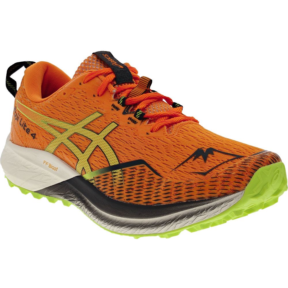 ASICS Fuji Lite 4 Trail Running Shoes - Mens Bright Orange Neon Lime