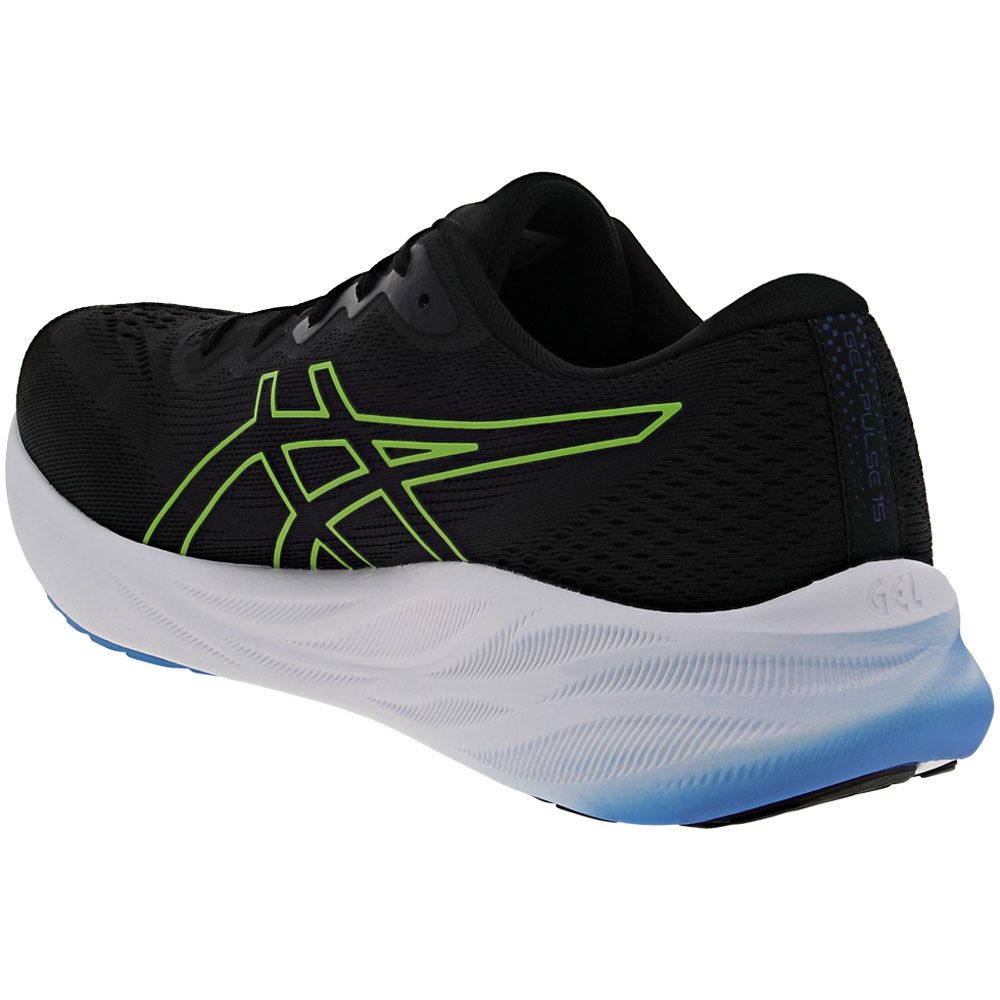 ASICS Gel Pulse 15 Running Shoes - Mens Black Electric Lime Back View