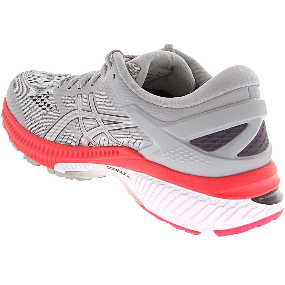 ASICS Gel Kayano 26 Running Shoes - Womens Grey Pink Back View