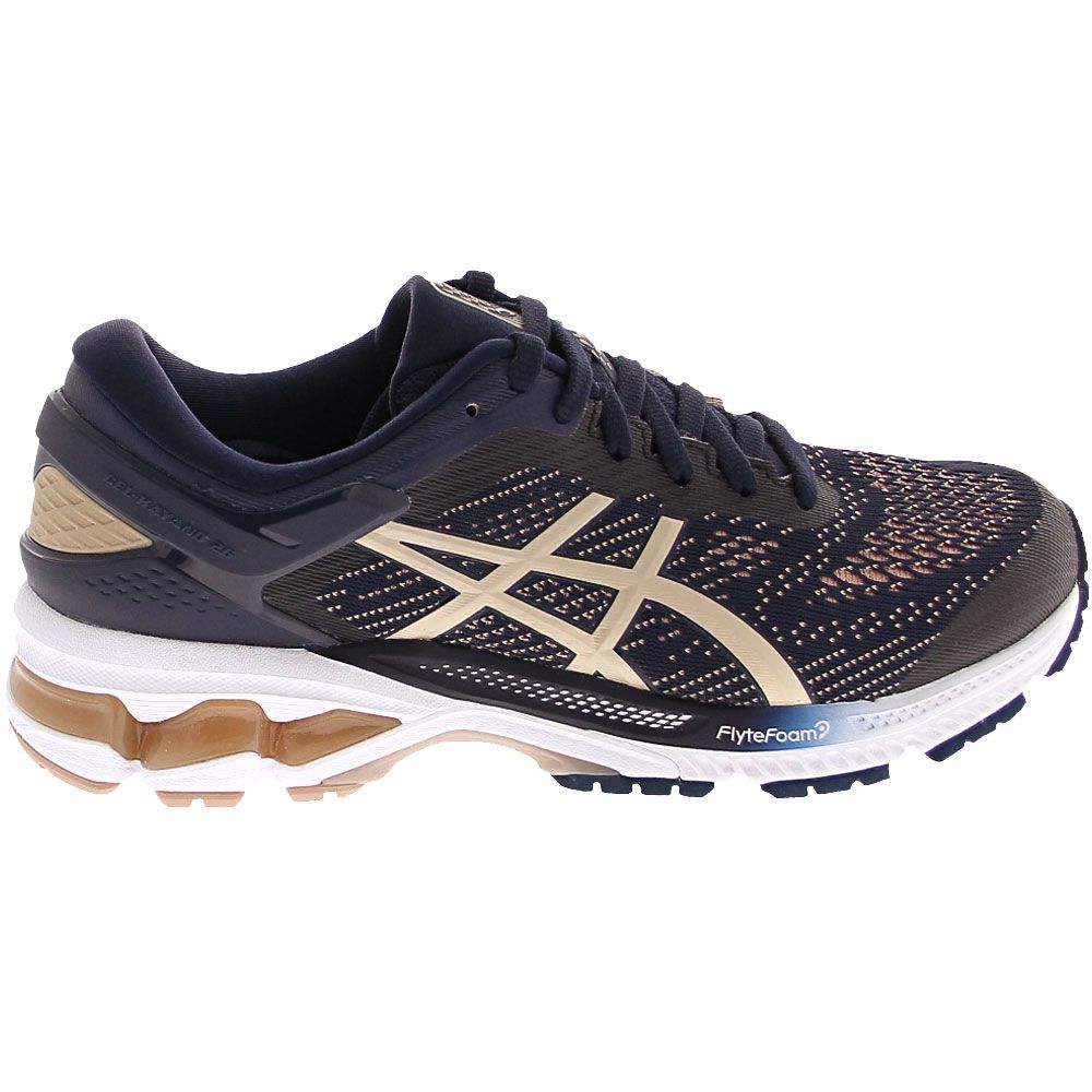 ASICS Gel Kayano 26 Running Shoes - Womens Midnight Frosted Almond Side View