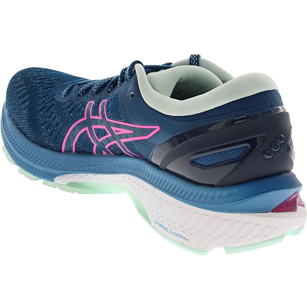 ASICS Gel Kayano 27 Running Shoes - Womens Mako Blue Hot Pink Back View