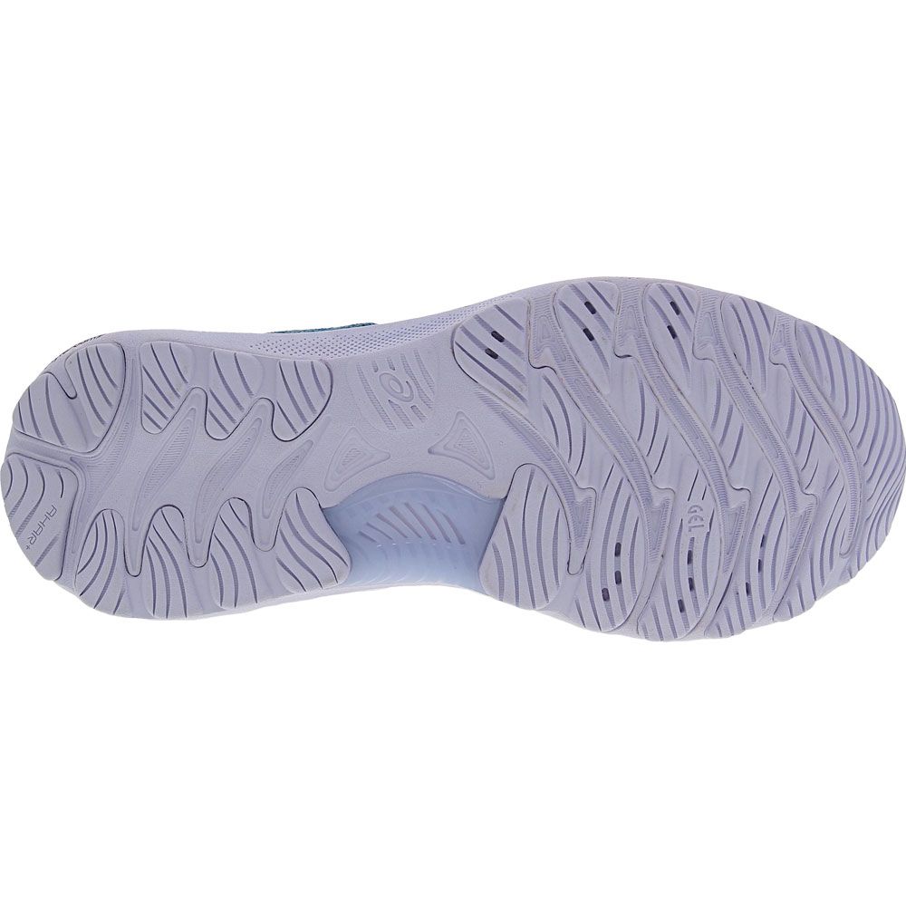 ASICS Gel Nimbus 23 Knit Running Shoes - Womens Grey Floss Mako Blue Sole View