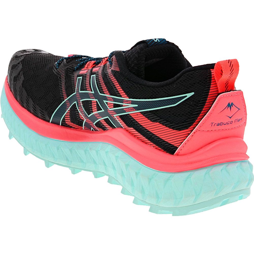 ASICS Trabuco Max Trail Running Shoes - Womens Black Blazing Coral Back View