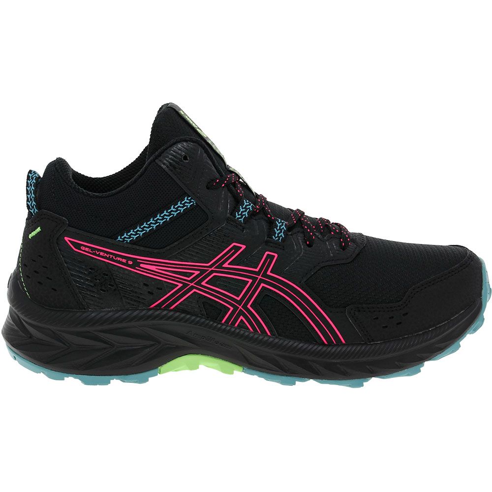 ASICS Gel Venture 9 MT Running Shoes - Womens Black Hot Pink Side View