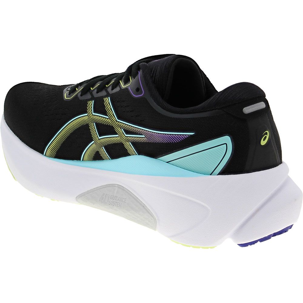ASICS Gel Kayano 30 Running Shoes - Womens Black Glow Yellow Back View