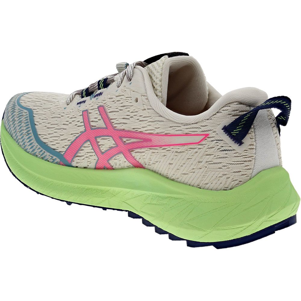 ASICS Fuji Lite 4 Trail Running Shoes - Womens Blue Green Pink Back View