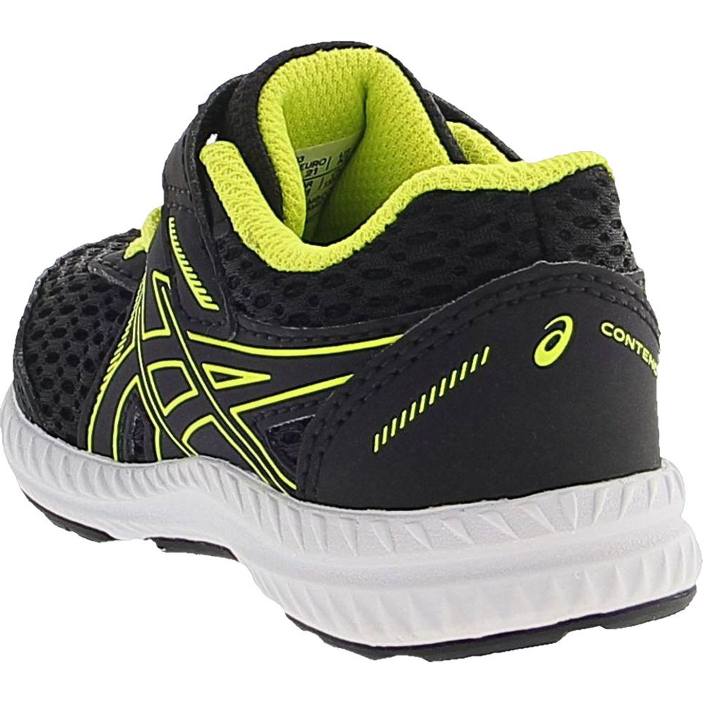 ASICS Contend 7 Toddler Athletic Shoes Black Hazard Green Back View