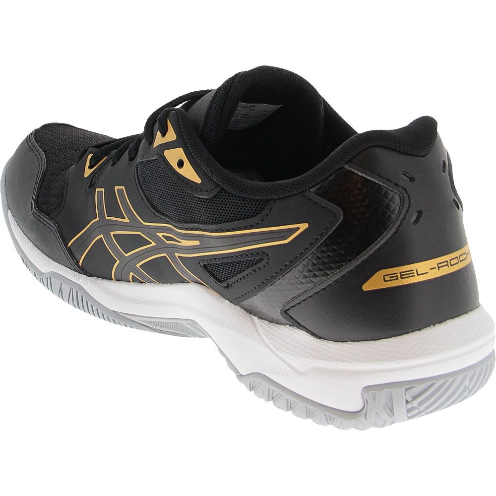 ASICS Gel Rocket 10 Volleyball Shoes - Mens Black Gold Back View