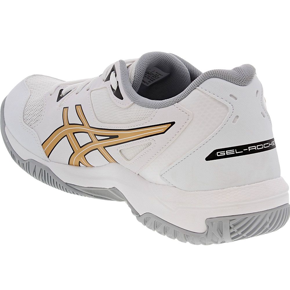 ASICS Gel Rocket 10 Volleyball Shoes - Mens White Gold Back View
