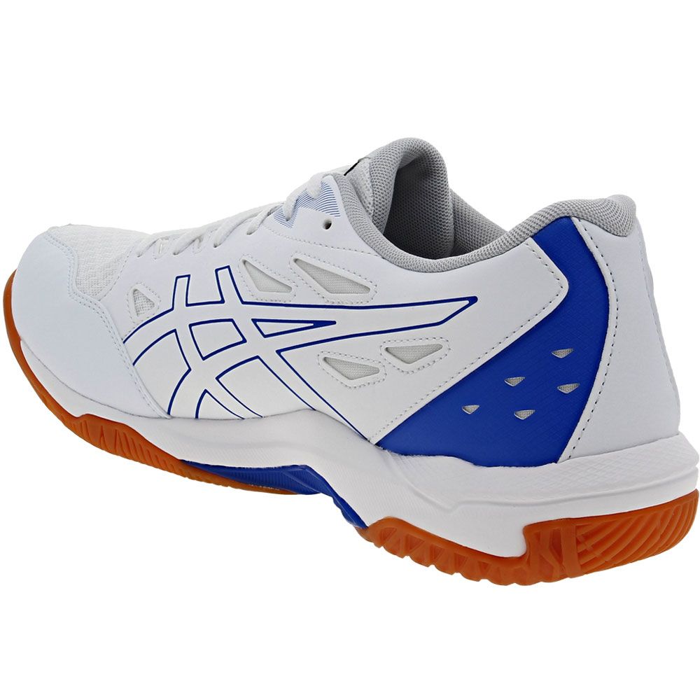 ASICS Gel Rocket 11 Volleyball Shoes - Mens White Black Blue Back View