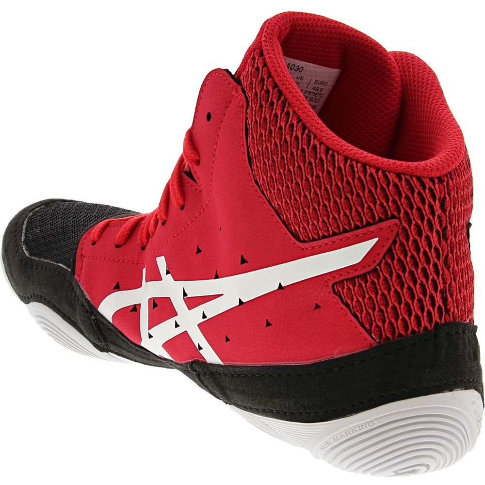 ASICS Snapdown Wrestling Shoes - Mens Black White Red Back View