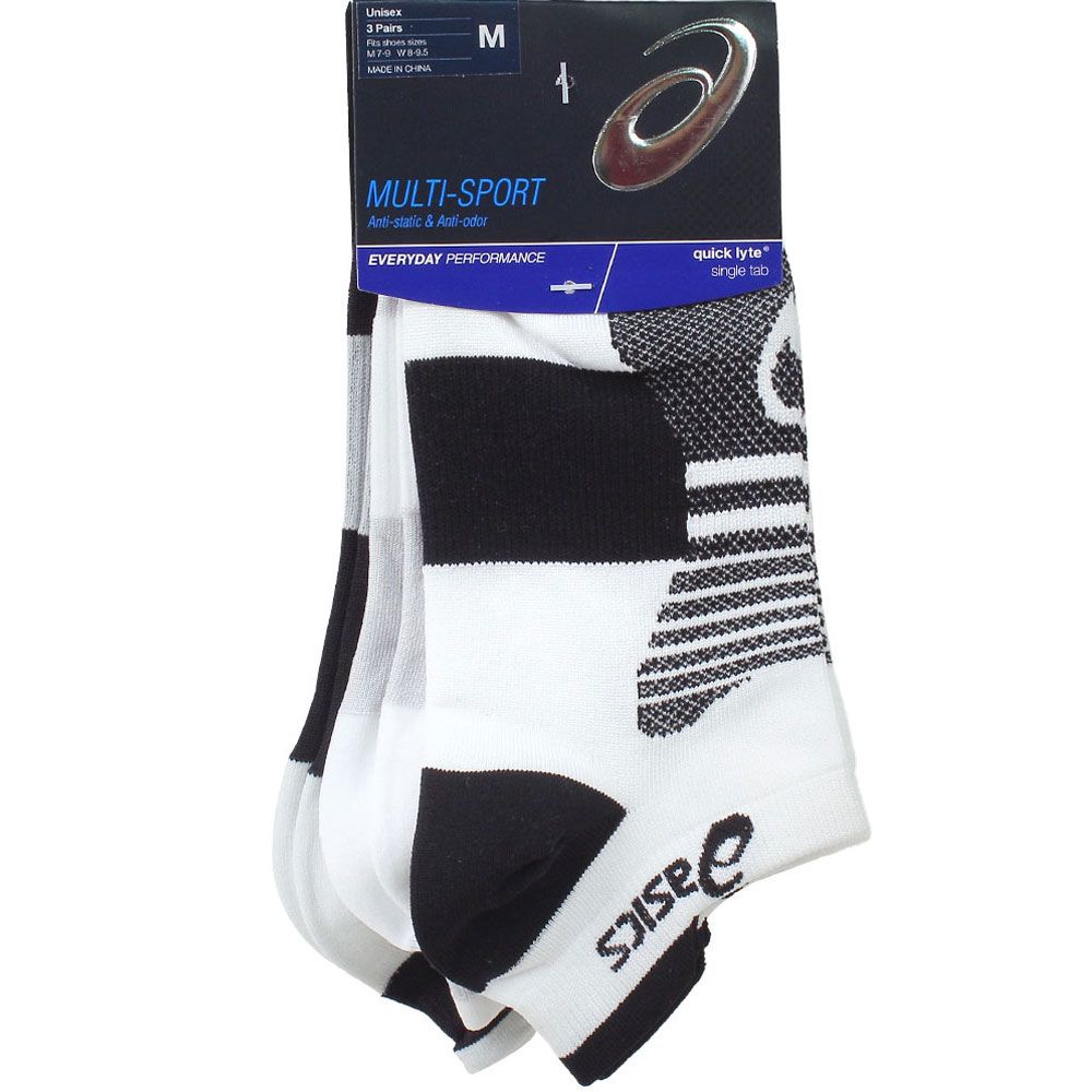 ASICS Quick Lyte Plus Socks - Mens White Black Grey Assorted View 2