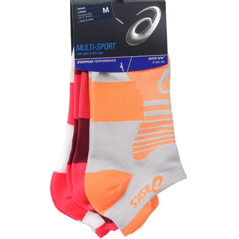 ASICS Quick Lyte Plus Socks - Womens White Red Orange Assorted View 2