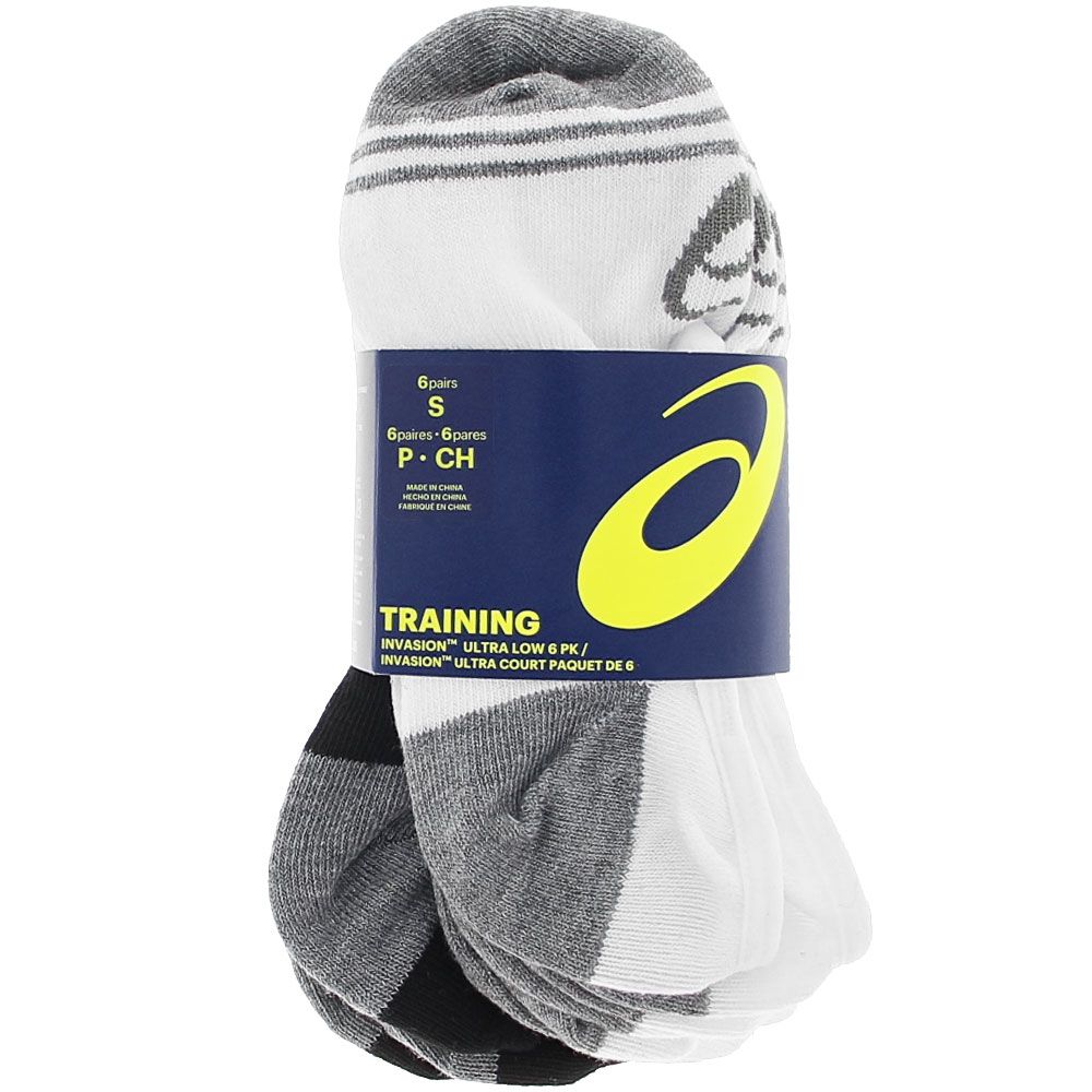 ASICS Invasion Ultra Lo 6pk Socks - Womens White Black Grey Assorted View 2