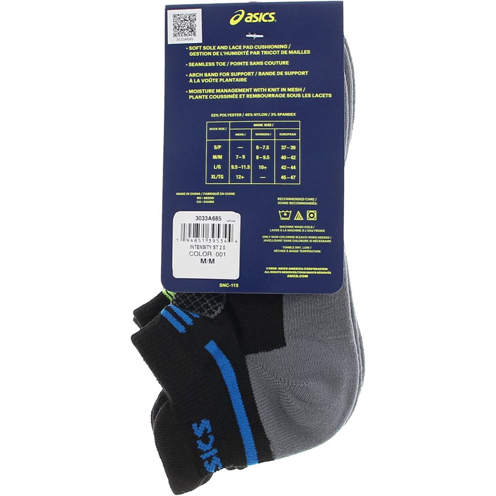 ASICS Intensity St 2 3pk Socks - Womens Black Grey View 3