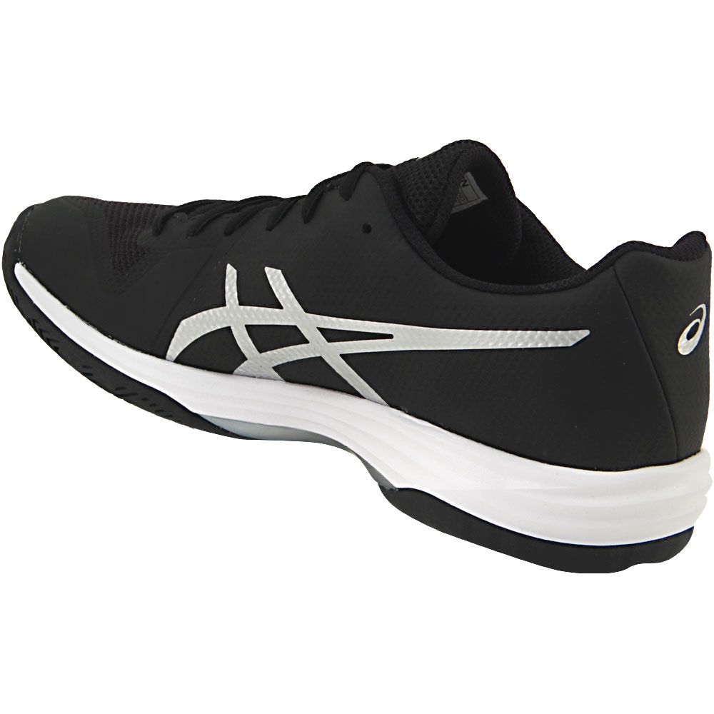 ASICS Gel Tactic Volley Ball Shoes - Womens Black Silver White Back View