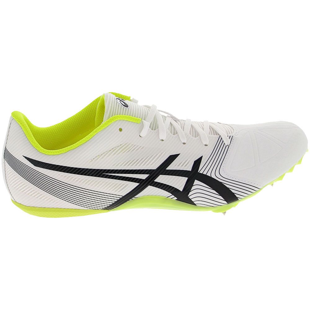 ASICS Hypersprint 6 Racing Flats - Mens White Black Safety Yellow Side View