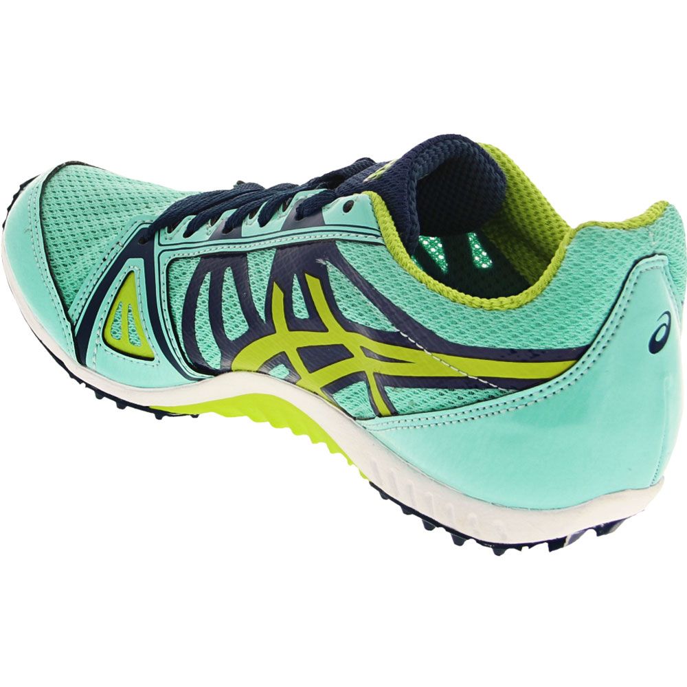 ASICS Hyper Rocketgirl Xc Running Shoes - Womens Aruba Blue Neon Lime Poseidon Back View