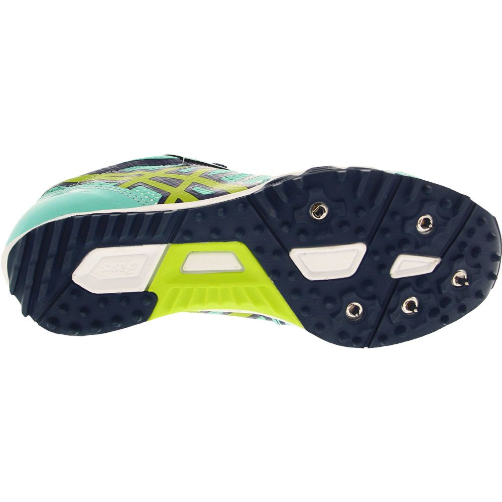 ASICS Hyper Rocketgirl Xc Running Shoes - Womens Aruba Blue Neon Lime Poseidon Sole View