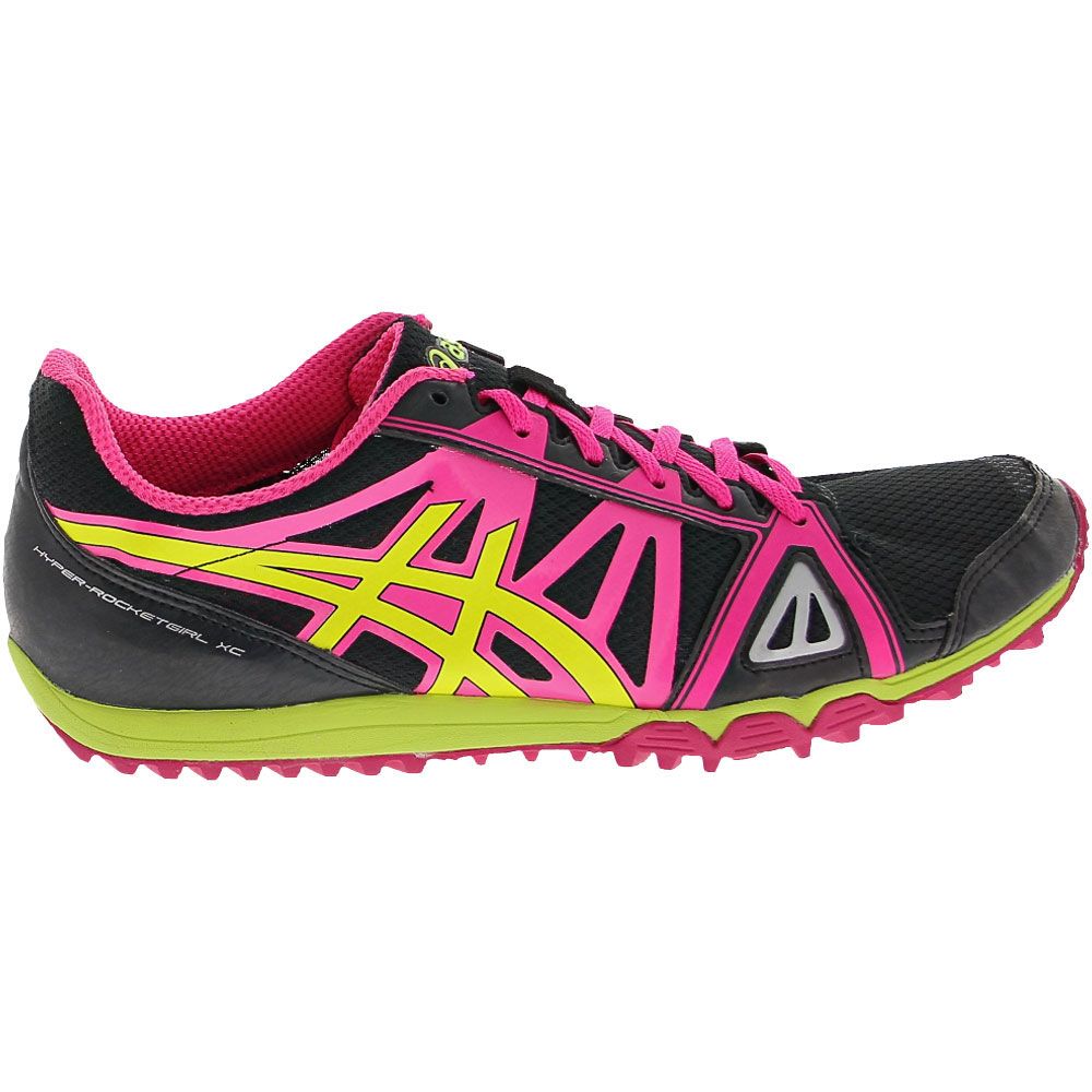 Asics Hyper Rocketgirl Xc Running Shoes - Womens Black Hot Pink Flash Yellow