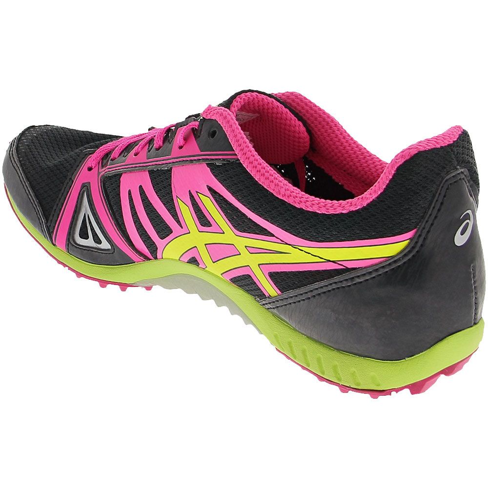 Asics Hyper Rocketgirl Xc Running Shoes - Womens Black Hot Pink Flash Yellow Back View