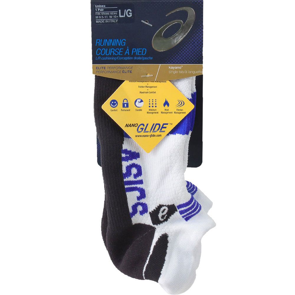 ASICS Kayano Single Tab Socks - Womens Black White Blue View 2