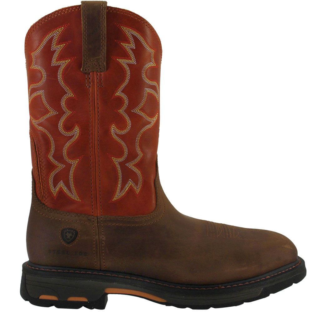 Ariat Workhog Safety Toe Work Boots - Mens Brown Side View