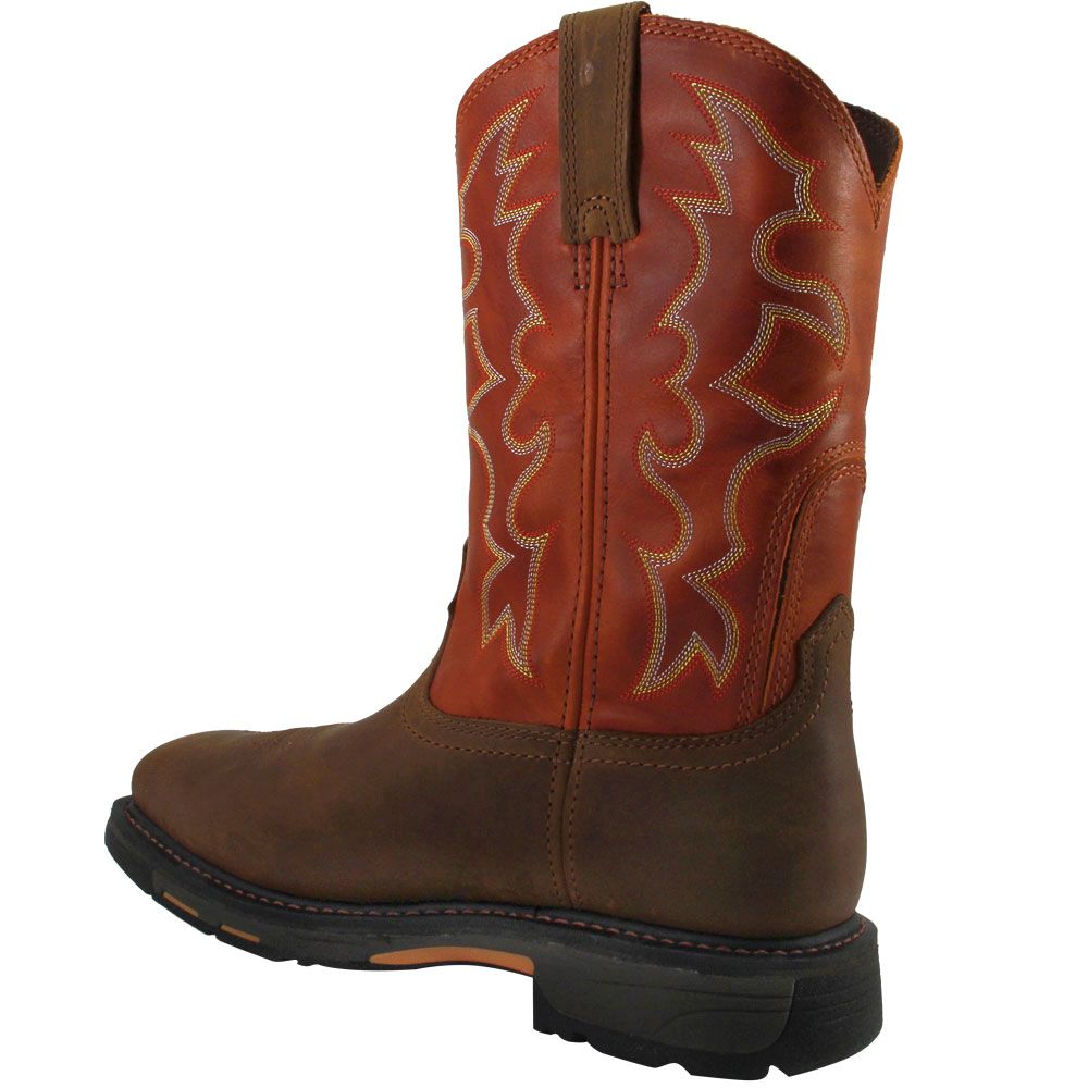 Ariat Workhog Safety Toe Work Boots - Mens Brown Back View