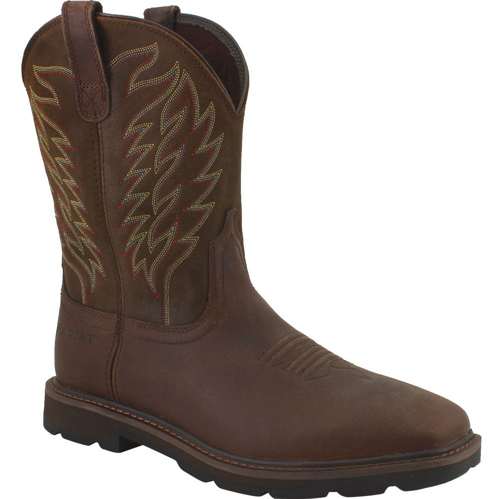 Ariat Groundbreaker Sq Toe Non-Safety Toe Work Boots - Mens Brown