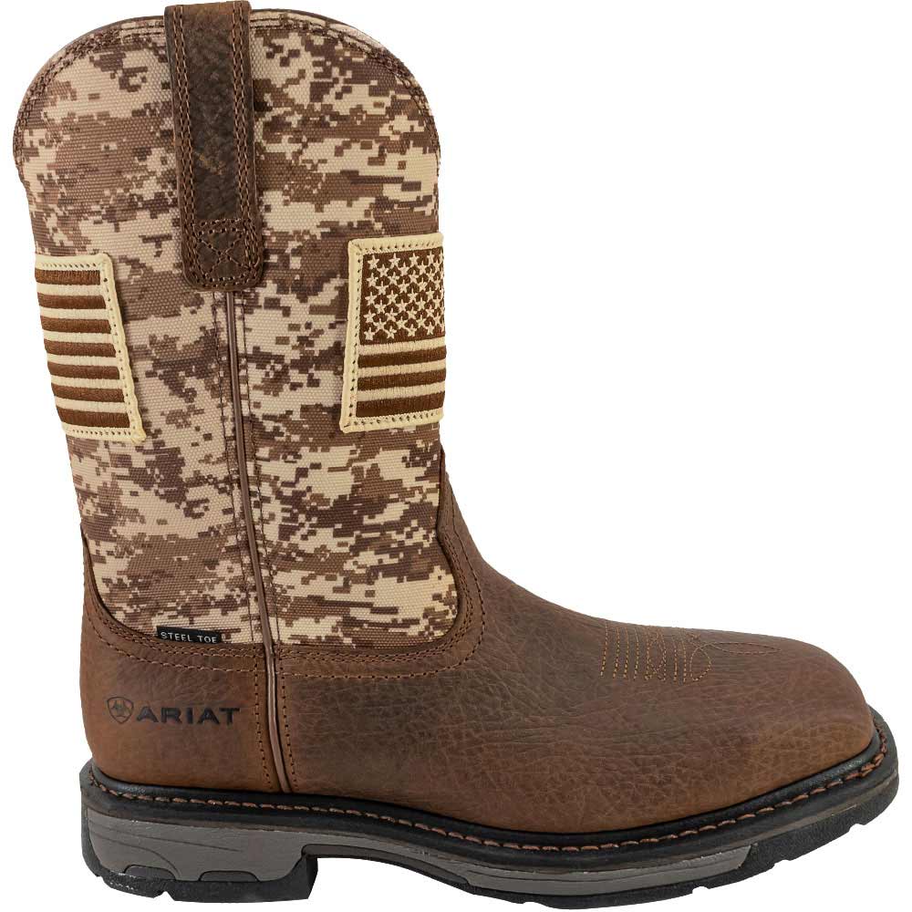 Ariat WorkHog Patriot Safety Toe Work Boots - Mens Brown Side View