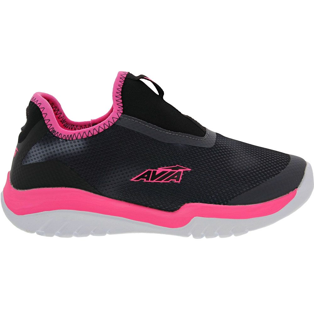 Avia Avi Breeze K Kids Running Shoes Odyssey Grey Pink Glo Jet Black Side View