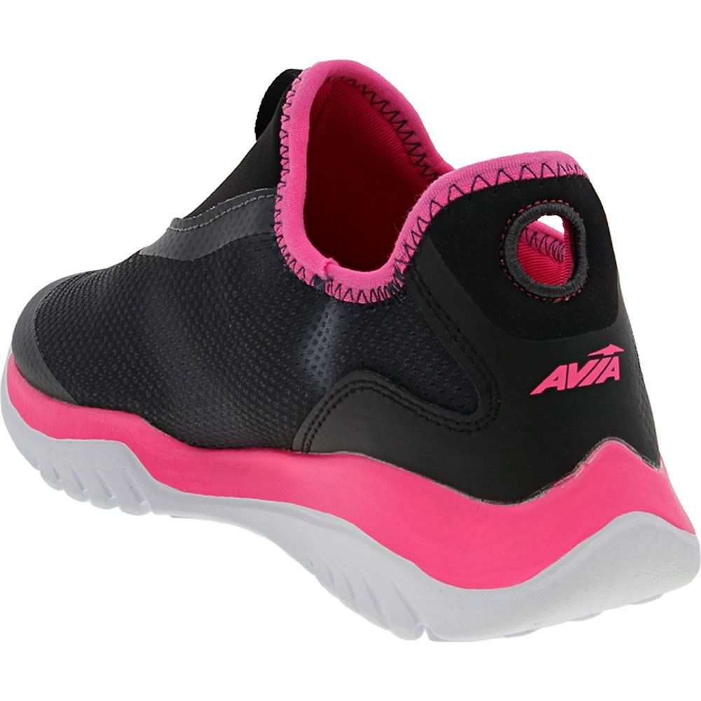 Avia Avi Breeze K Kids Running Shoes Odyssey Grey Pink Glo Jet Black Back View