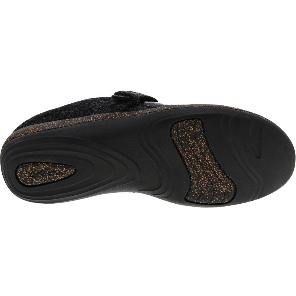 Aetrex Libby Wool Slippers - Womens Black Sole View